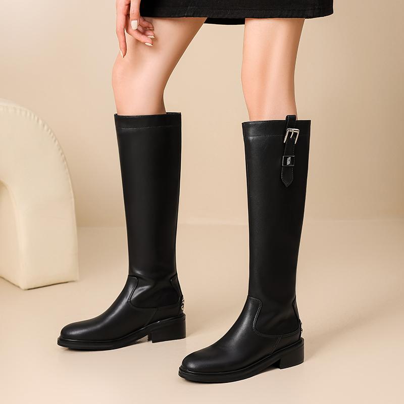 Krazing Pot Cow Split Skin Round Toe Med Heels Knight Boots Size 46 Size 45 Zip Plus Size Women Sewing Thigh High Boots