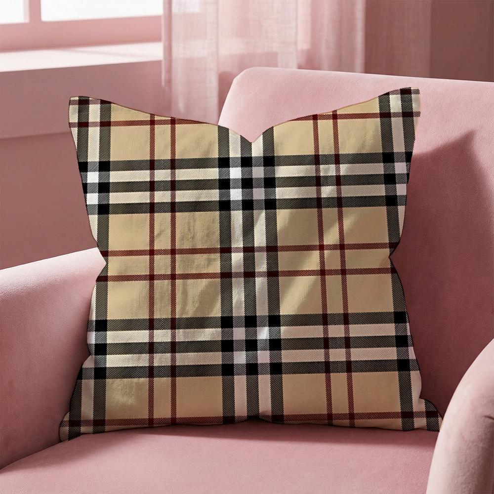 Checkered Pattern Cushion Cover MultiScene Pillow Cover for Home Car Reversible Soft Durable for Daily Use