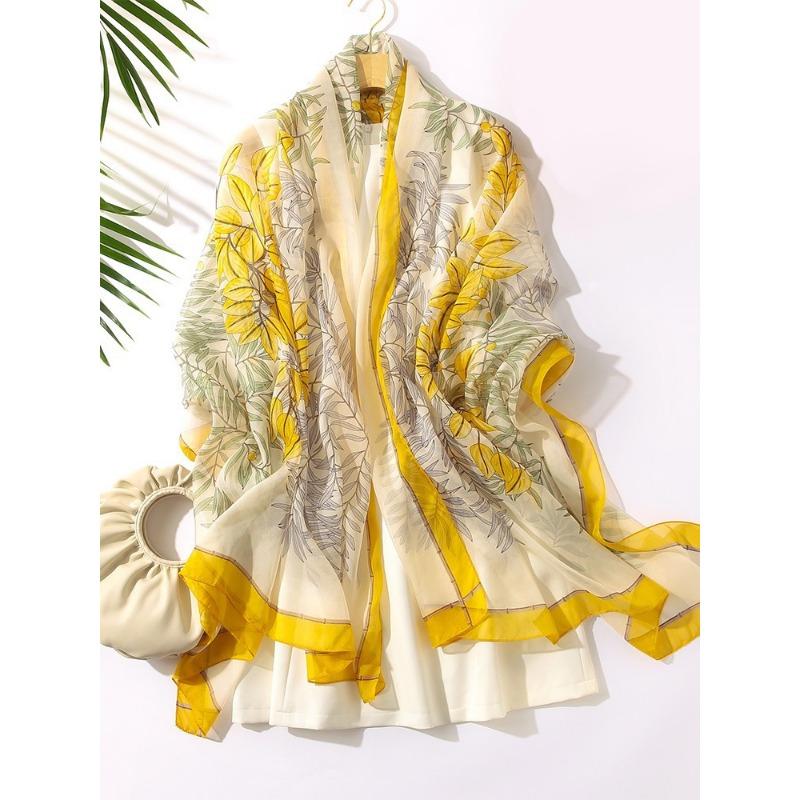 New Large Yarn Scarf Emulated Silk Scarf High-end Spring and Summer Sun Protection High-end Mother Thin Fashion Scarf