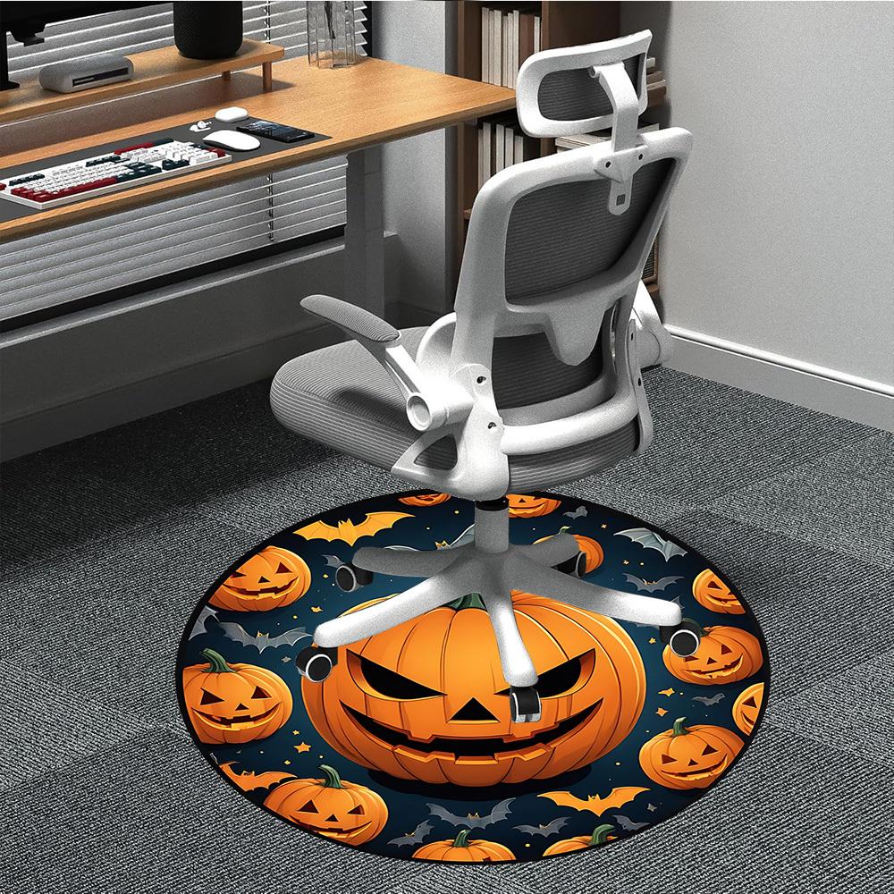 

1pc Halloween Pumpkin Chair Carpet for Office Non-Slip, Machine Washable Rug for Office, Room - Polyester, Machine Made yy251029190 80cm by 80cm