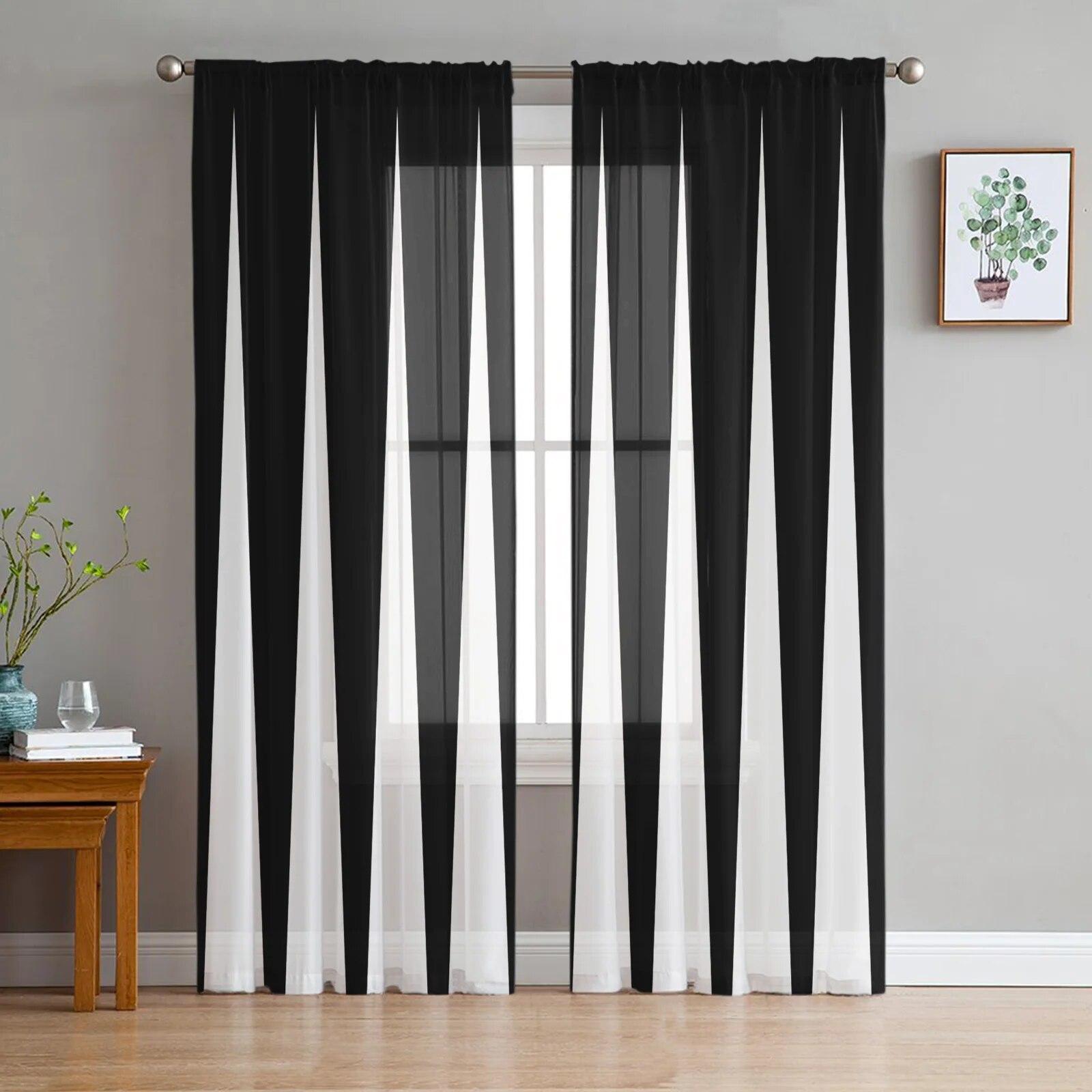 

Треугольные горные формы современные тюлевые шторы для гостиной, спальни, дома, кухни, окна, прозрачные шторы 135W x 274H(cm)x2