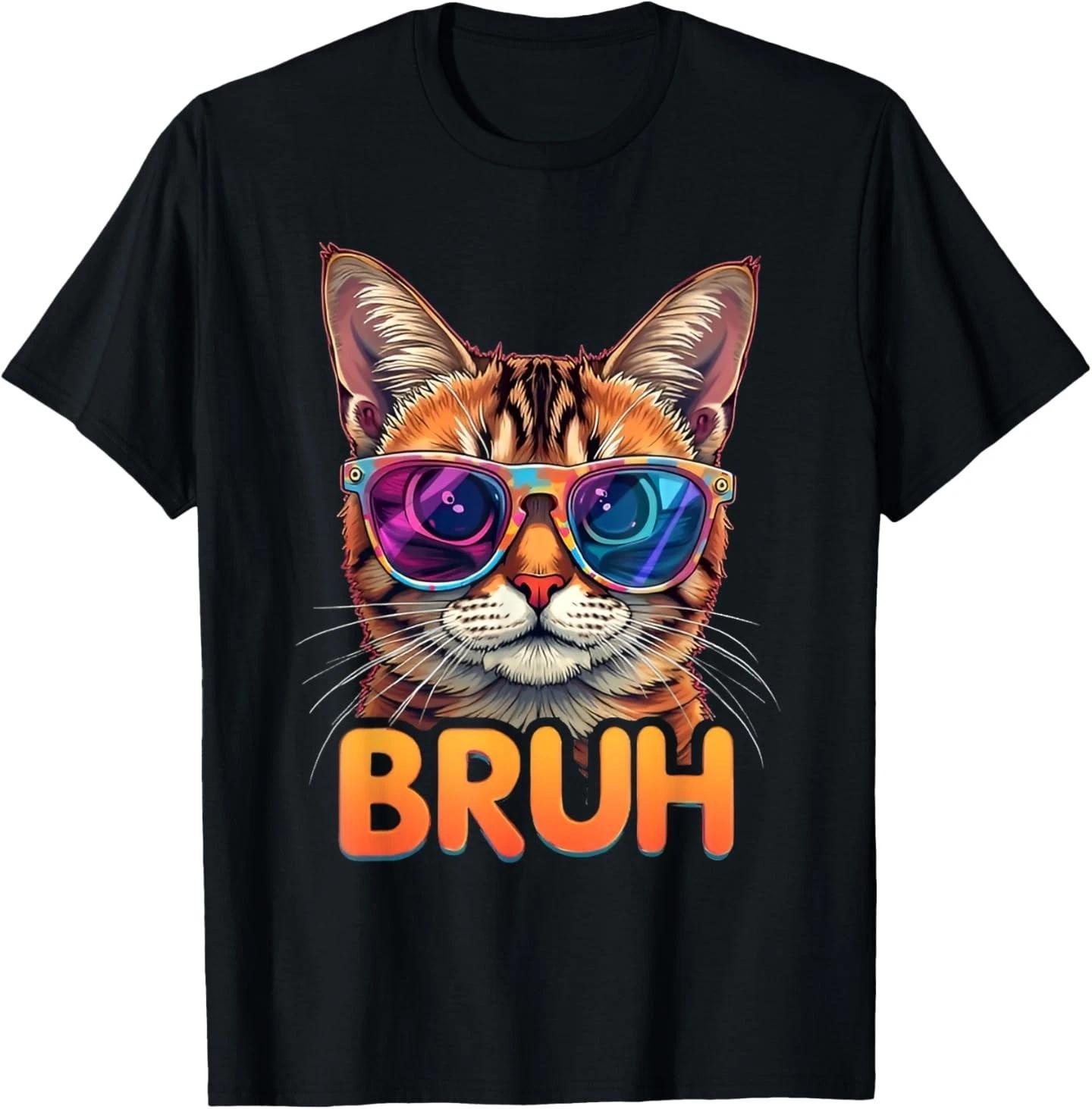 Funny Meme saying Bruh with Cat Greetings funny adult meme T-Shirt S
