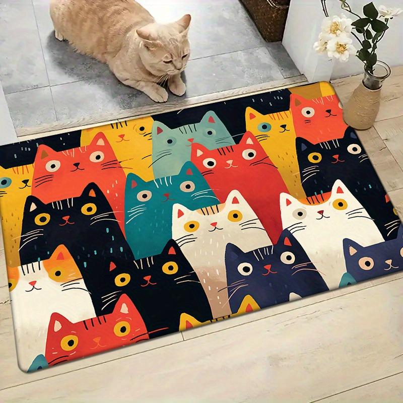 VIKAMA Colorful Cat Cartoon Carpet Welcome Mat Waterproof Floor MatRug For Bedroom Carpet For Live Room Bathroom Carpet Home