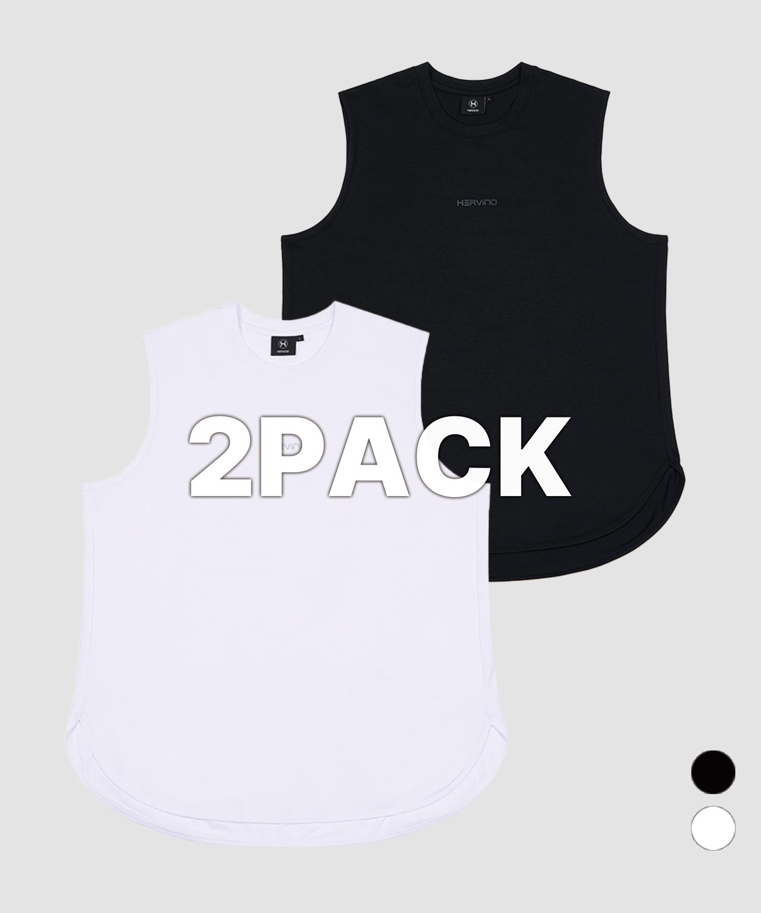 Ervino [2Pack] Muscle Relax Fit Daily Sleeveless Black/L