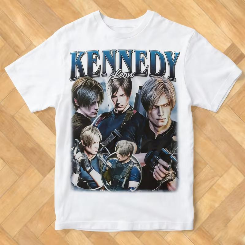 Leon Kennedys Resident Evil Tshirt The Ideal Gift for Unisex and Women in The 90s Retro Game Street Y2K Casual Fashion Tops