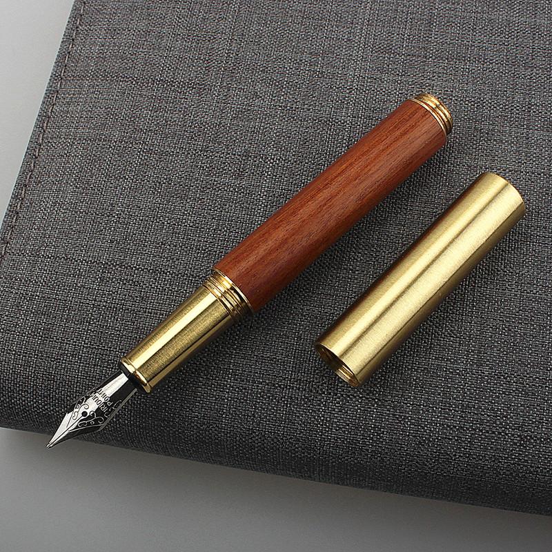 Classic Wood Mini Fountain Pen Brown Black Portable Ink Pen Ef/F Nib Short Office Writing X'Mas Gift Pens Premium Grade Auto Interior Accessory