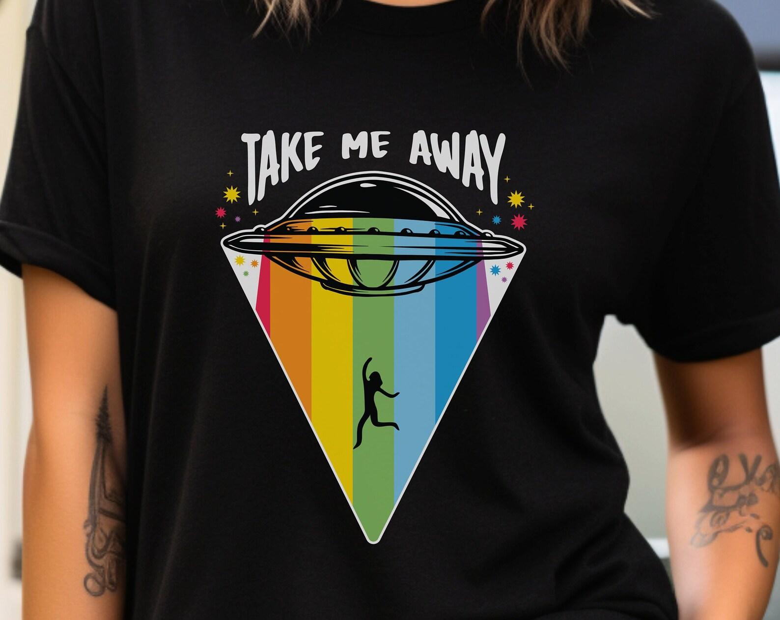 UFO  Take Me Away  Graphic T-Shirt: Sarcastic Sci-Fi Tee 2XL