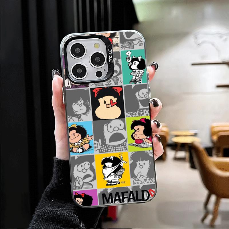 Mafalda Cartoon Cute Soft Phone Case for iPhone 15 16 17 Pro Max 17Air 16E 14 Plus 13 12 Mini Shockproof Cover Back Shell