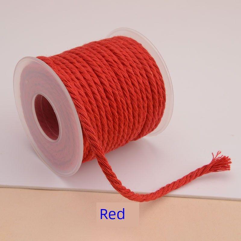 

Wenwan Hand Rub Cotton String Colorful Cotton Thread Non-Elastic Hand-Woven Necklace Tibetan Style Carrying Strap Three Flower Thread Xingyue Bodhi New arrival bold version/Big Red 3mm thick