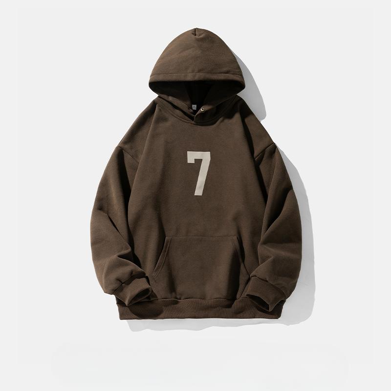 

Толстовка мужская с капюшоном с тяжелой цифровой печатью, осень и зима, новая свободная толстовка в стиле ретро для американской пары XXL кофейный
