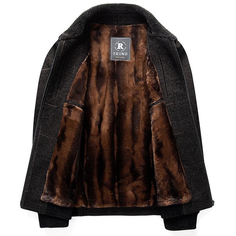 New dad fleece thickened autumn and winter chenille middle and old men's casual jacket the elderly men's jacket