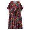 DIMANAF 2025 Summer Women Plus Size Vintage Dress Floral Short Sleeve Casual Basic New Printing Loose Long Dress