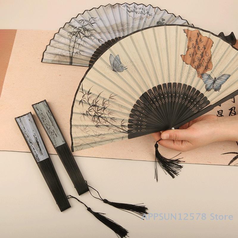 Ventaglio Pieghevole Stile Retro Femminile Motivo Giapponese Retro Artigianato in Tessuto Regalo Ornamento Decorazione Casa Ventaglio a Mano per Danza
