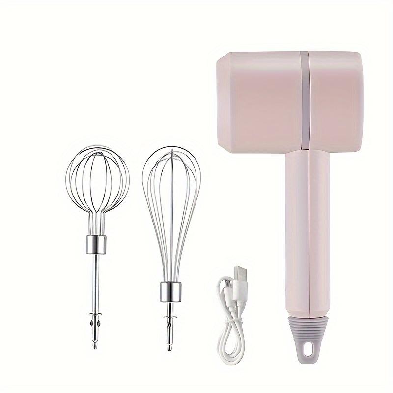 Mixer portabil electric, portabil, fără fir, cu 3 viteze, reîncărcabil prin USB Mixer dublu din oțel inoxidabil pentru coacere și gătit în bucătărie