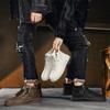 Autumn new high-top casual shoes, side zipper short board shoes, medium-top sports leather shoes