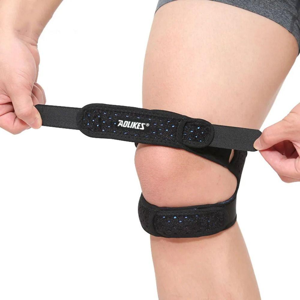 

Регулируемая поддержка колена Черные розовые наколенники Спортивная безопасность Двойные компрессионные подушечки для бега