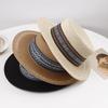 Sun Hat Sun Visor Hats Summer Hat Wide Brim Straw Boater Retro Pattern Outdoor Cap Flat Top Hat