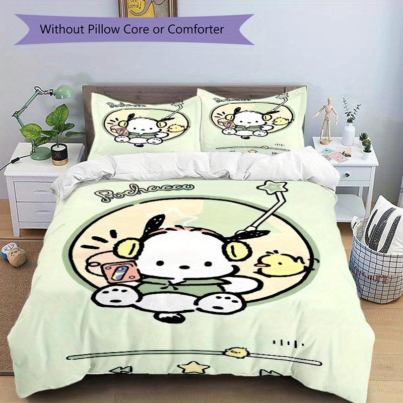 3pcs POCHACCO Listening to Music Bedding Set - 1 Soft Quilt Cover + 2 Pillowcases, Machine Washable - Suitable for All Seasons, Perfect Gift