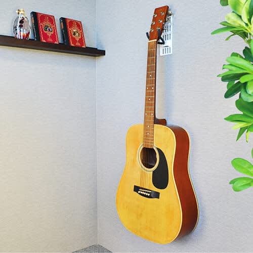 Wall-Mounted Bijin Guitar Hook for Plasterboard, Staple-Free Installation, Guitar Hero, White, Leaves No Marks, GH-02W