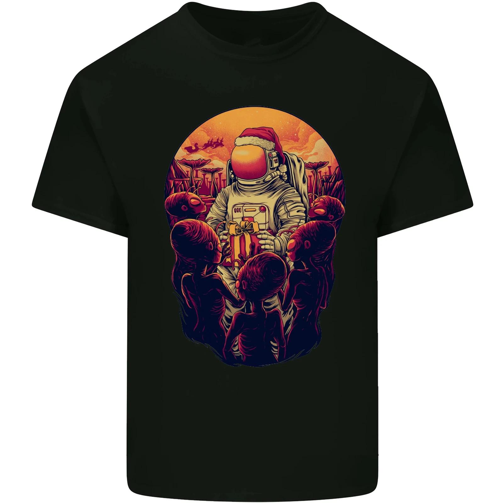 Spaceman Santa Merry Christmas Space Astronaut TShirt Mens 100 Cotton Casual Tshirts Loose Top Size S3XL S