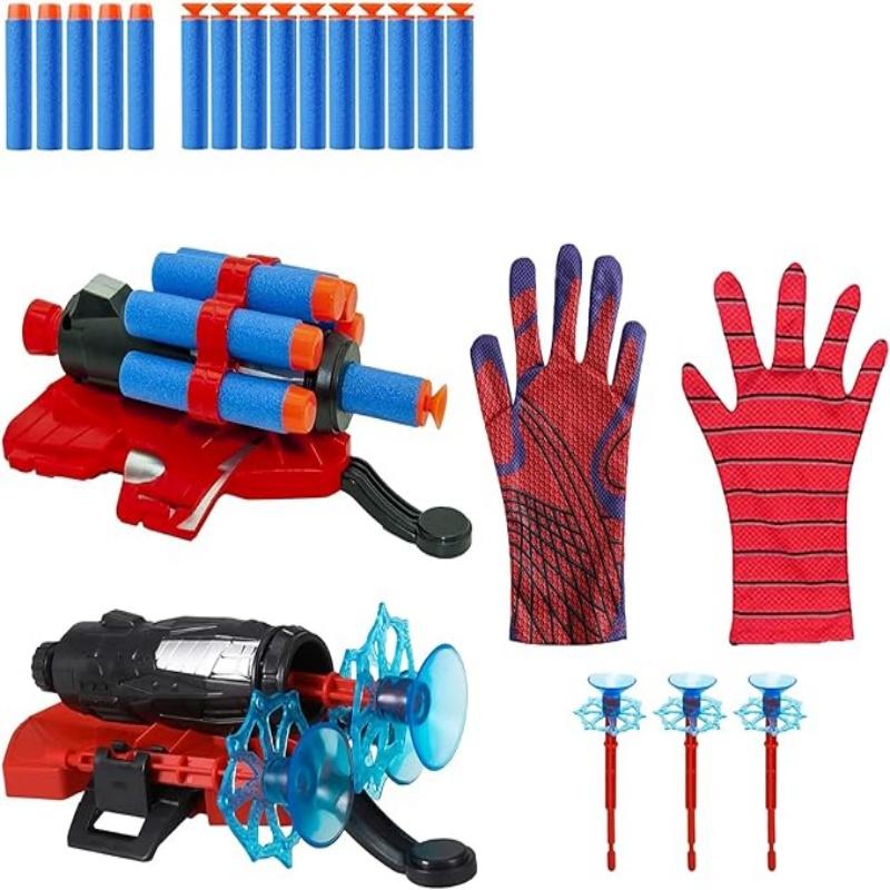 2 Pieces Spider Web Shooter Hero Wrist Launcher Playset with RPG Rocket Gloves Fun Kids Decorative Wrist P Toys