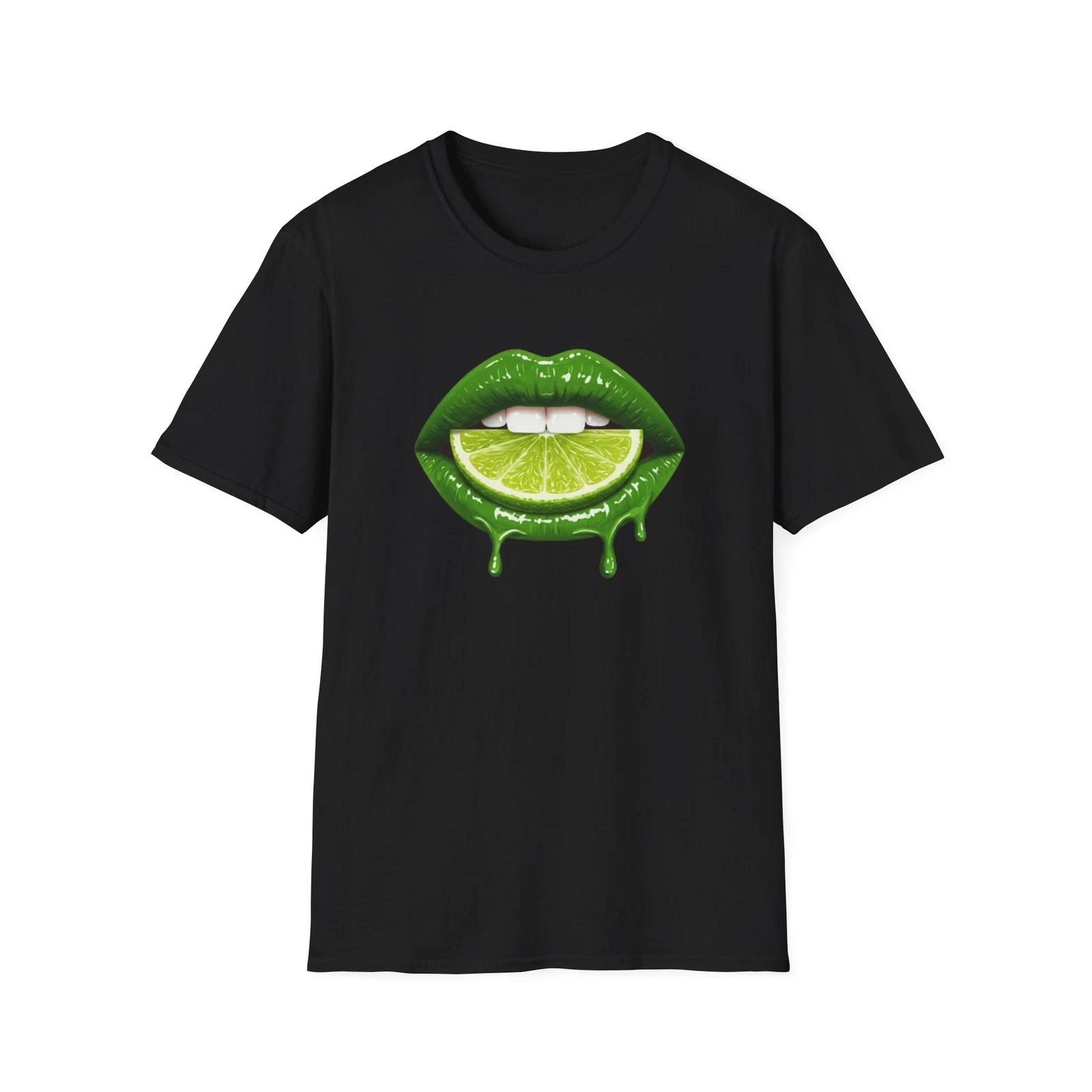 

Green Lips Unisex T shirt, Lime Tee Shirt, Unique T shirt Gift, Fruit Lover Tee L