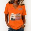 Women's Casual V-Neck Letter Print Short Sleeve Pullover T-Shirt for Everyday Wear