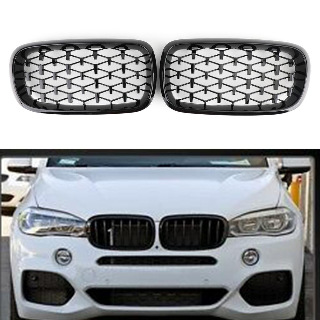 Meteor Black Front Kidney Grille Grill Fit 2014 - 2016 BMW X5 F15 Left & Right