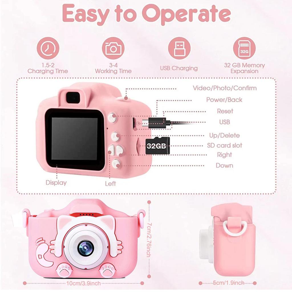 Mini X5S Children Camera Toys 2000W Pixel HD Cartoon Kids Digital Camera Cute Dual Cameras SLR Camera Kid Toy