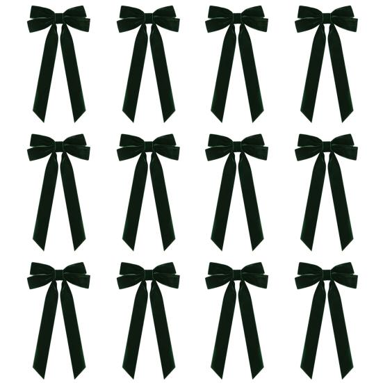 12Pcs Christmas Velvet Bows Rustic Vintage Velvet Ribbon Bows for DIY Crafts Gift Wrapping Tree Garland Wreath Xmas Decoration