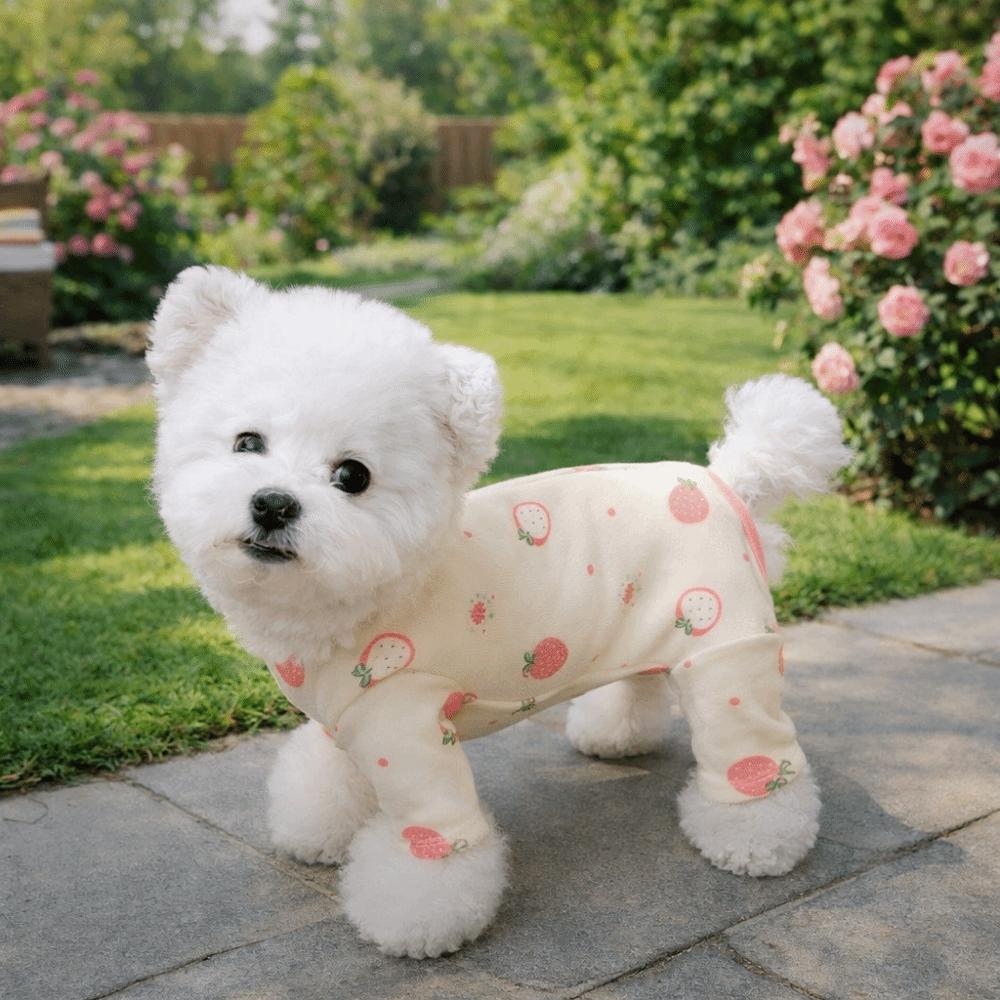 Warm Four-Legged Dog Pajamas Cartoon Printed Dog Home Clothing Pet Casual Wear  Belly Protection
