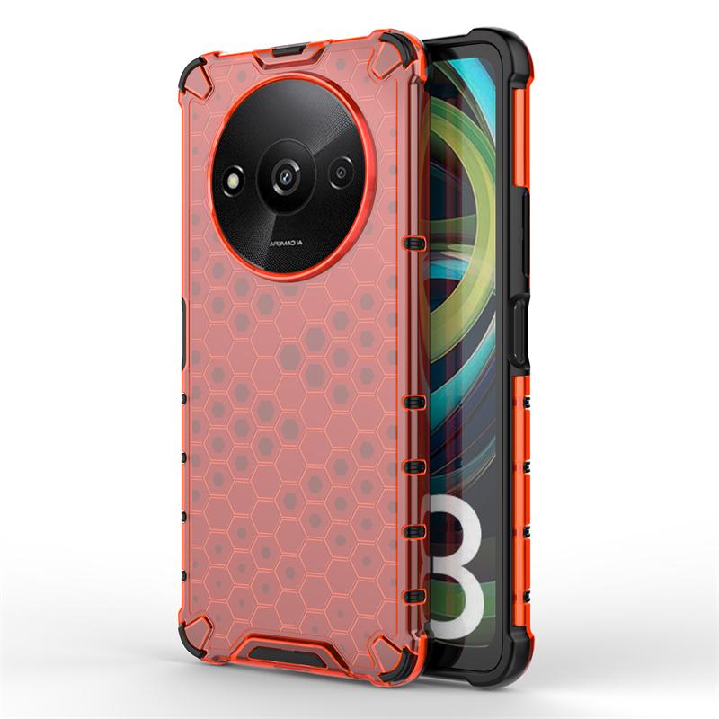 Shockproof Transparent Case For Xiaomi Poco C61 Honeycomb Armor Phone Back Case For Poco C61 Case Cover For Poco C61 6.71 inch