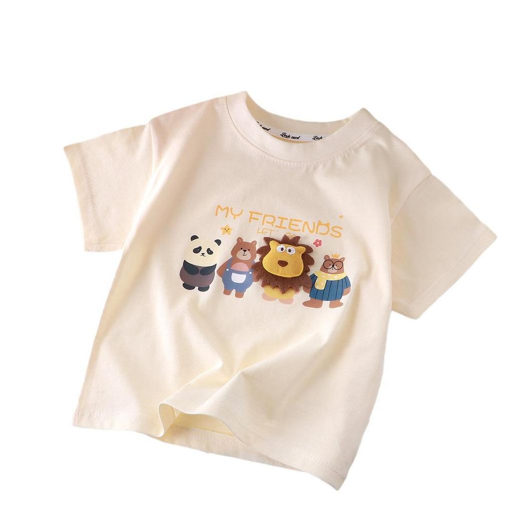 Cartoon 3D Doll T-Shirt for Kids - Pure Cotton, Short Sleeve, Summer Parent-Child Outfit