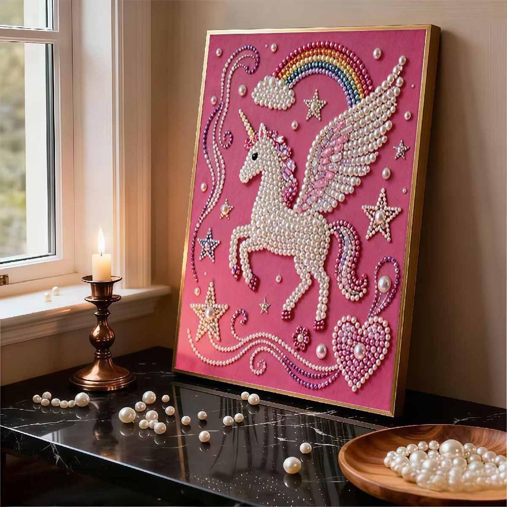 DIY Rainbow Pearl Art Painting for Home Wall Decor Pearl Gem Paintings Picture Arts Craft  for Adults/Beginners Gift Idea Home Decor Without Frame