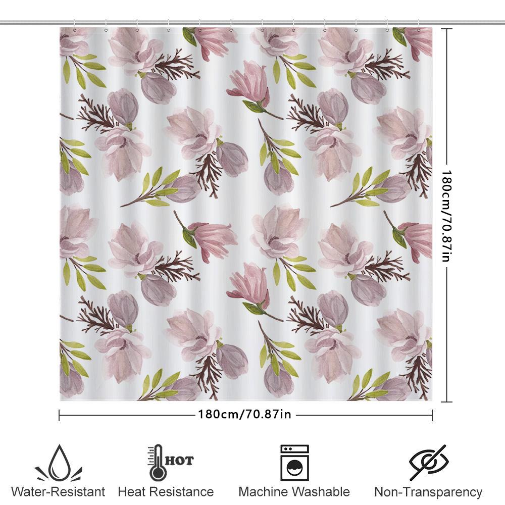 Fashion Floral Bath Curtain Decorative Shower Curtains Waterproof Bathroom Liners Purple Pink White Green Leaves For Home Decora