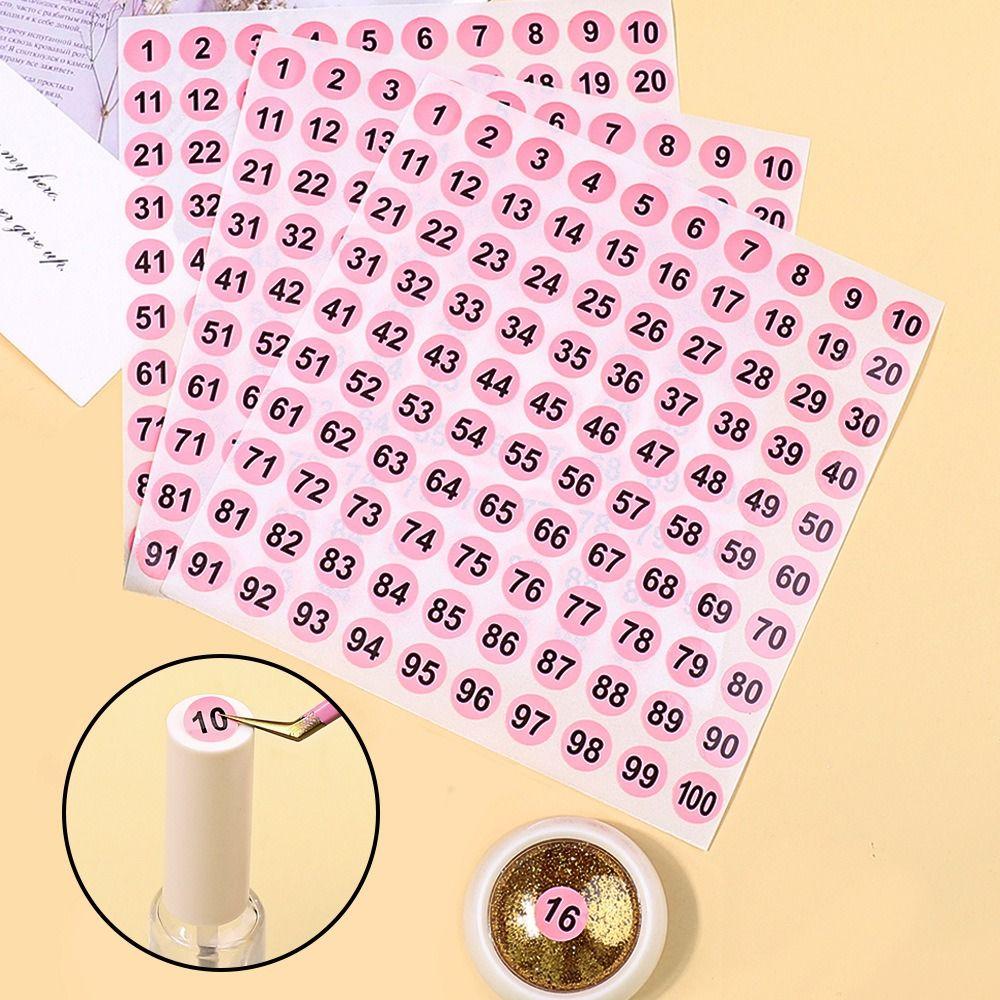 100Sheets 1-100 Labels Number Stickers Self-adhesive Nail Polish Color Sorting Stickers  Nail Salon