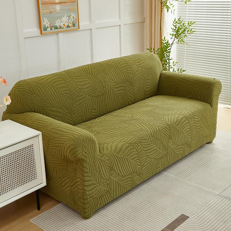 1pc Jacquard Sofa Slipcover Big Leaves Pattern Elastic Fitted Sofa Couch Protector Washable Sofa Covers for Sectional Sofachair