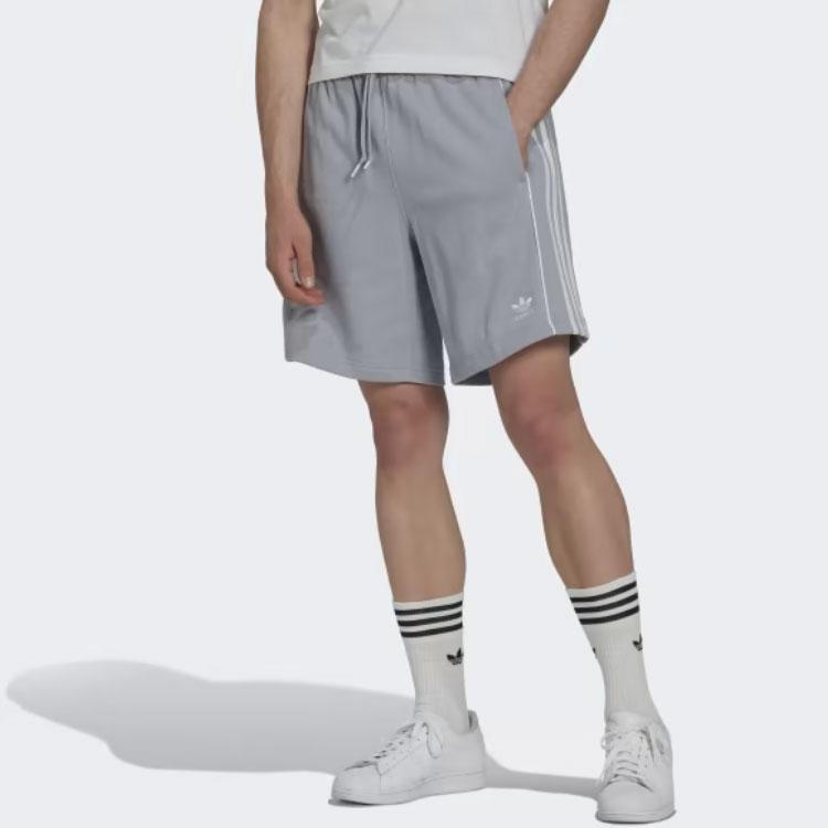 Adidas Rekive Shorts Logo Stripe Drawstring Straight Leg Shorts Men Shorts Gray HK7308