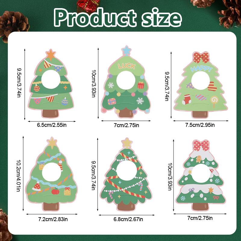 30pcs Christmas Tree Lollipop Cards Multi Type Tree Candy Holder For Navidad Party Sweets Packagings Supplies Kids DIY Gifts