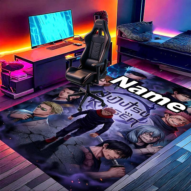 Custom Name Personalized Jujutsu Kaisen Print Carpet, Versatile Home Decor Rug, for Playroom, Apartment, Balcony, Entryway, Hallway Gift