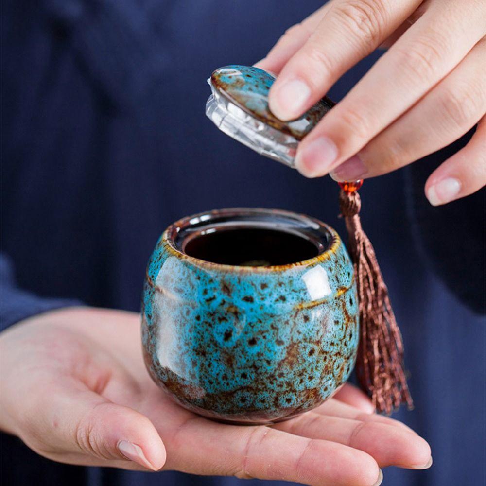 Portable Tea Organize Box Ceramic Coffee Canister Easy To Clean Food Storage Container  Travel
