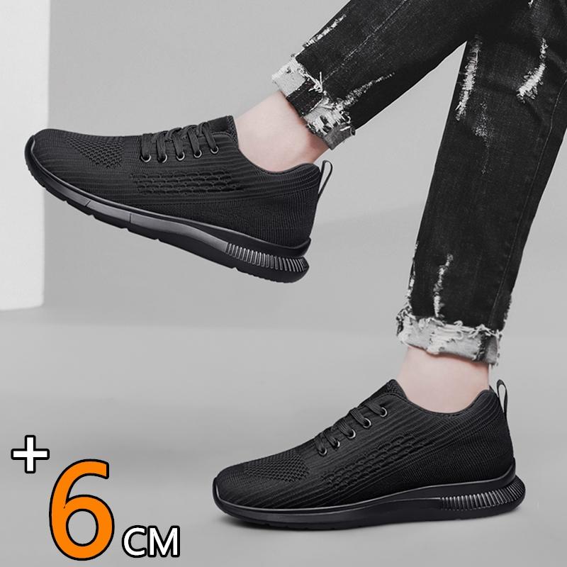 Fashion Men Big Size 37-47 Breathable Mesh Elevator Sport Shoes Soft Comfortable 6cm Hidden Heels Height Increasing Sneakes Lift Casual