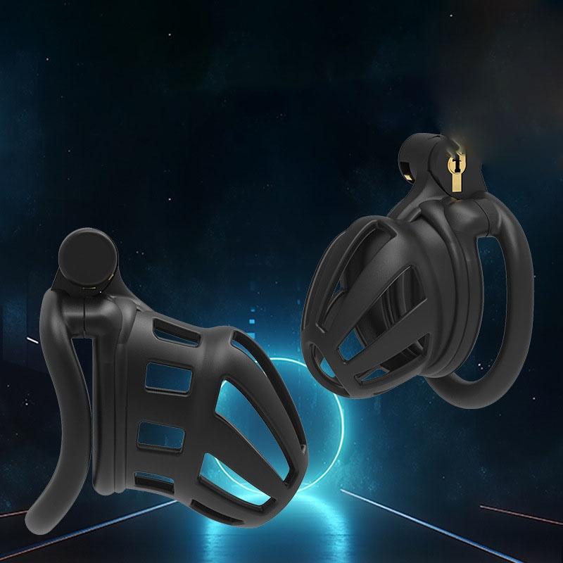 Removable Male Chastity Cage Device Lock Belt Set Flat And Curved Rings ABS Material Metal Lock Training Urethral Opening