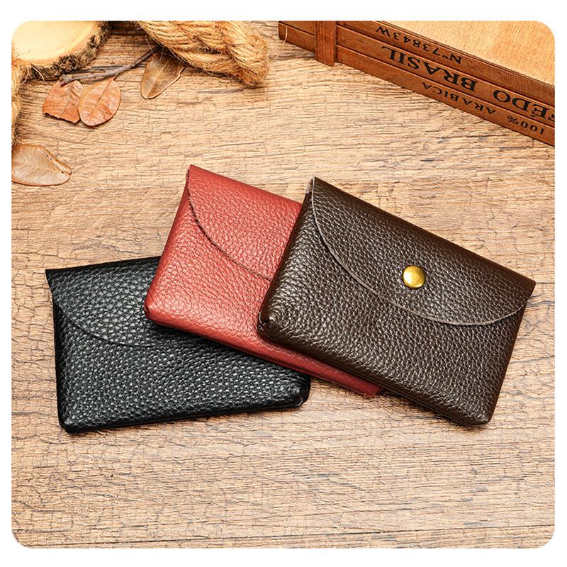 New Retro Leather Mini Minimalist Storage Card Bag Mens Top Cowhide Pocket Money ID Cards Credit Card Holder Slim Wallet