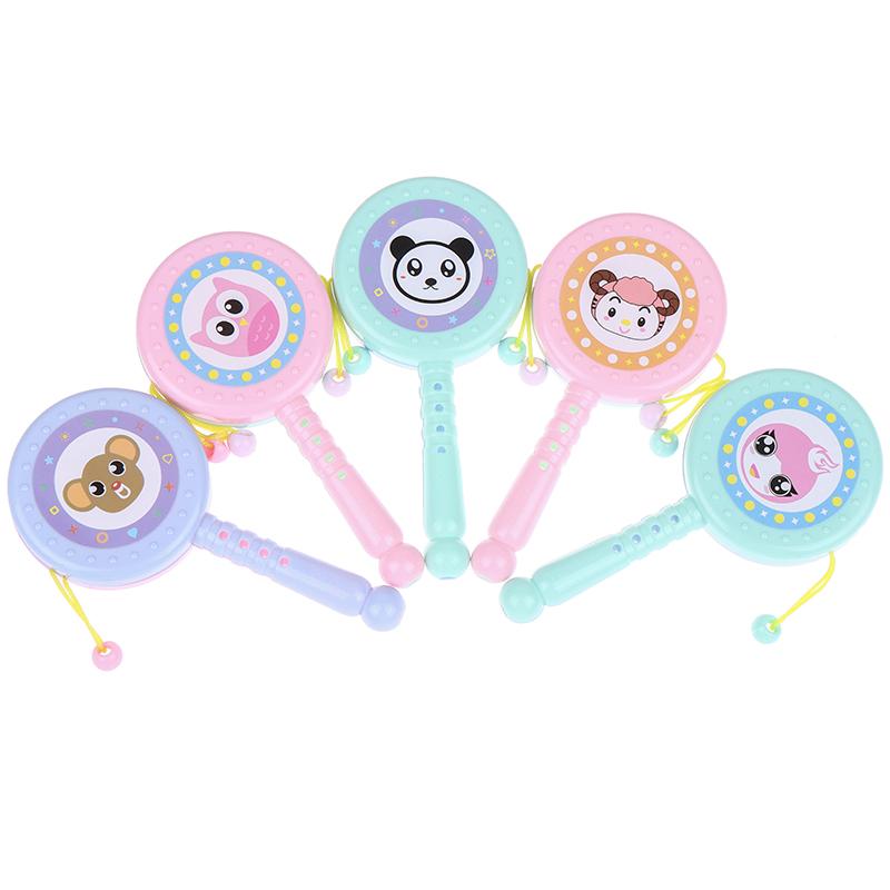 1 Stück Cartoon Tier Rassel Trommel Drehspielzeug Baby Früherziehung Rasselspielzeug Kinderspielzeug