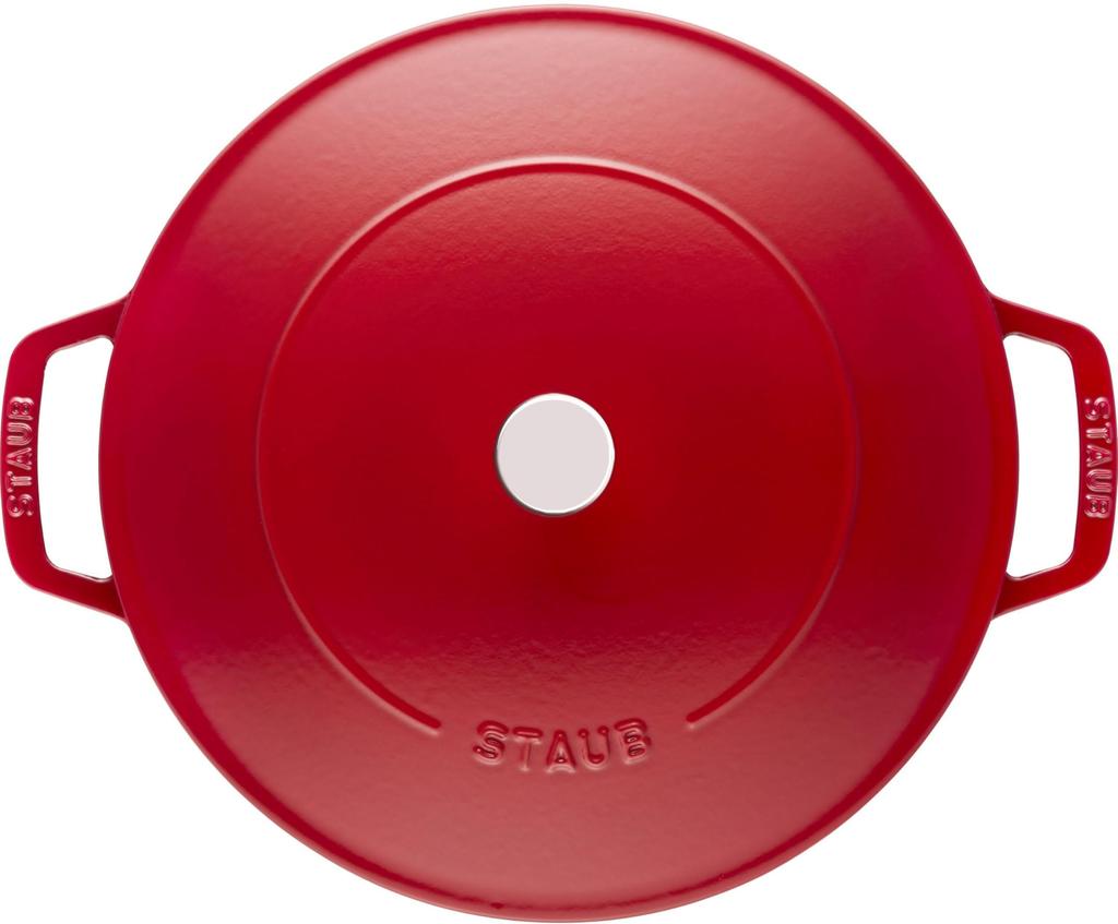 Staub Staub Pan Cherry Large Hand Cast Enamel Pot Shallow Sukiyaki Compatible with IH Japanese Braiser "Blazer Sauté 28cm" [Authorized Product]