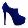 Women Short Boots Sexy 14cm Flock Ultra High Heels Platform Pumps Black Round Toe Stilettos Autumn Winter Shoes Large Size 44