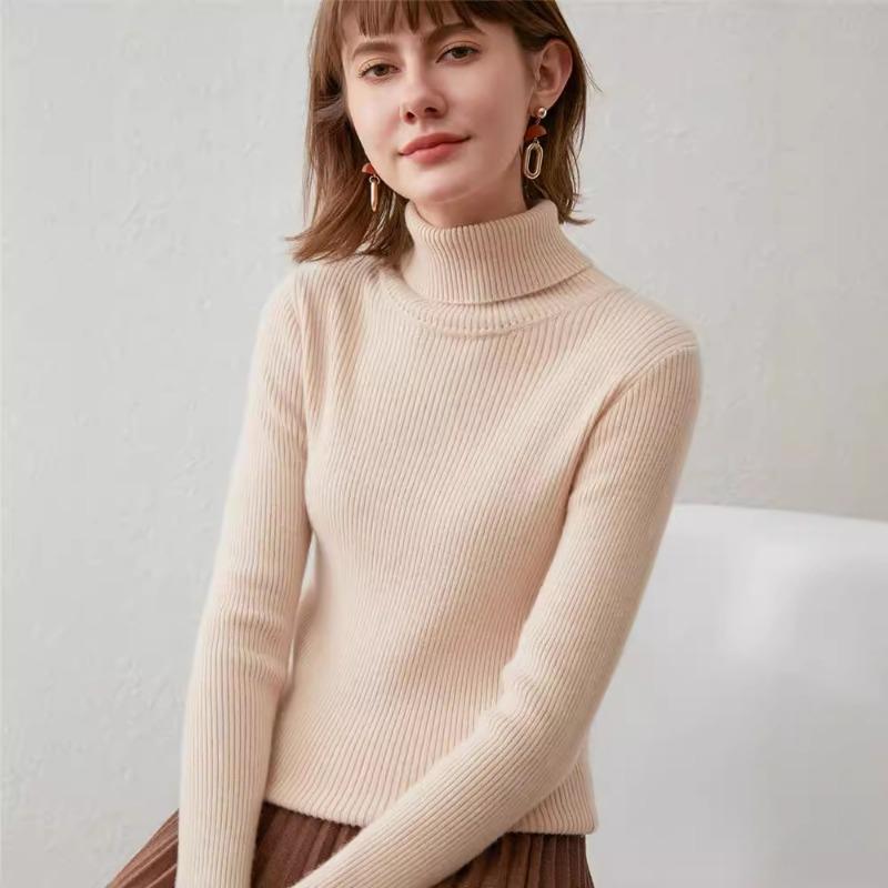 Turtleneck female slim-fitting strips autumn and winter new long-sleeved inner pullover sweater bottoming shirt lapel
