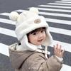 Children's Winter Hat with Fleece Lining, Windproof Corduroy Design, and Lambswool Ear Protection