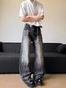 Men's Mid Rise Washed Cat Whisker Barrel Jeans Loose Wide Leg Denim Pants American Vintage High Street Y2K Casual Four Seasons Long Trousers